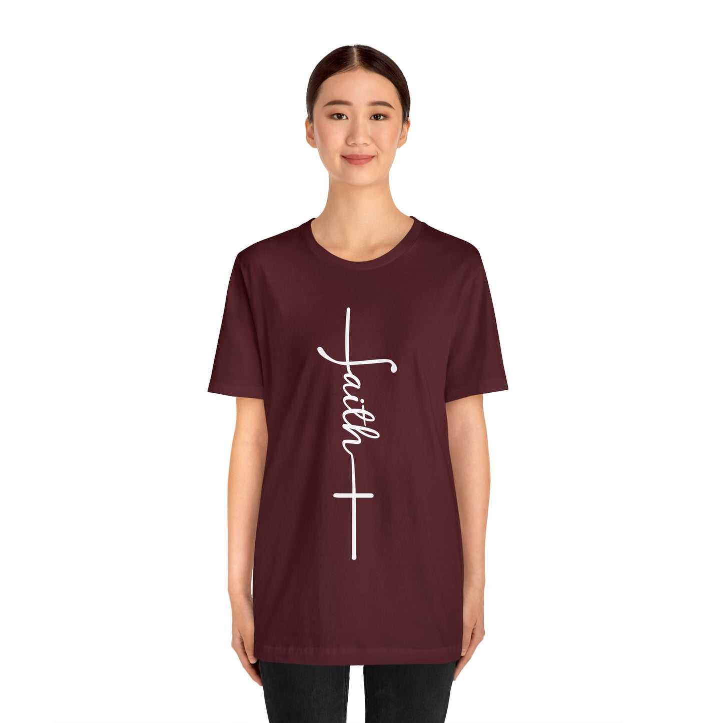 Cursive Faith with Cross Tee - White Font