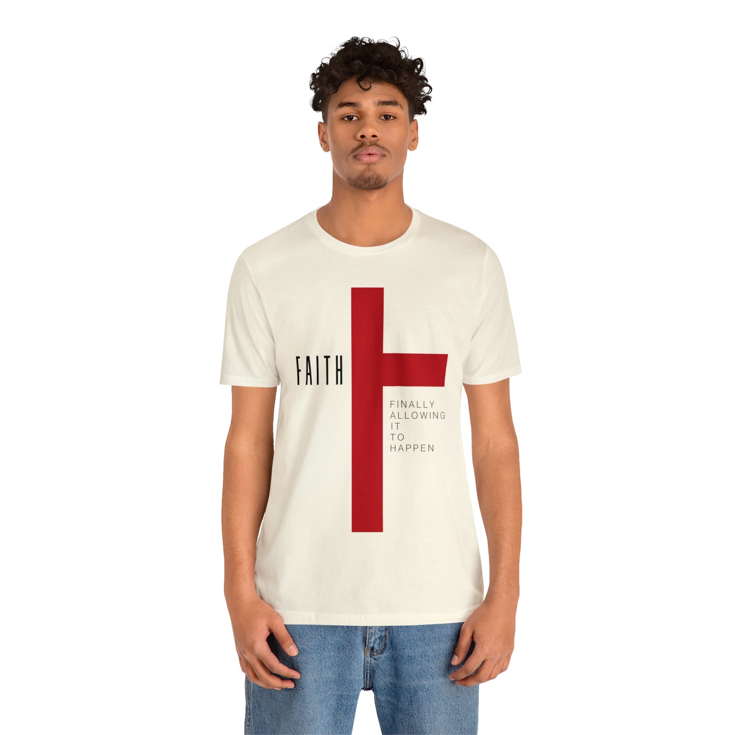 Finally Allowing It to Happen Cross Short Sleeve Tee - Black Text/Red Cross