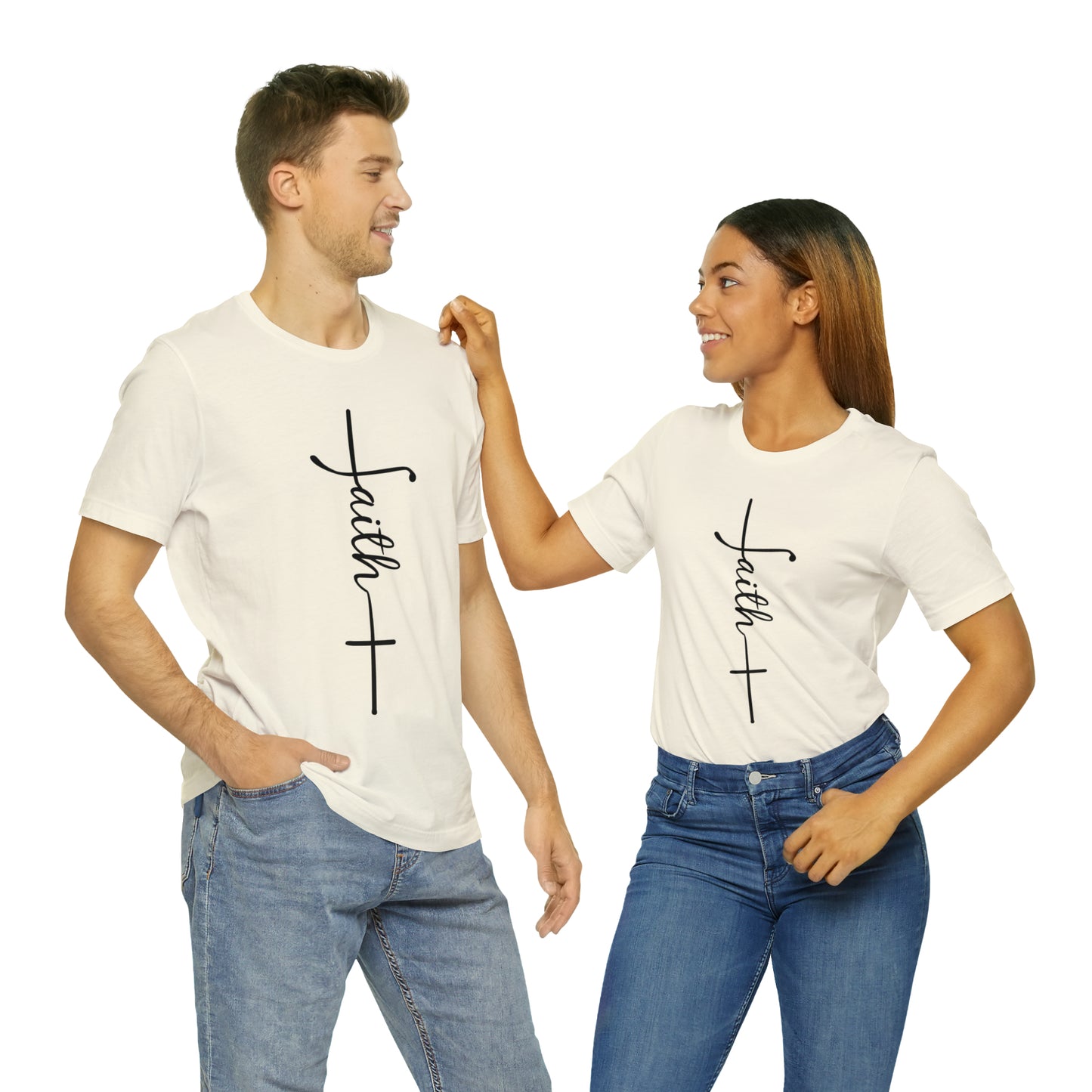 Cursive Faith with Cross Tee - Black Font