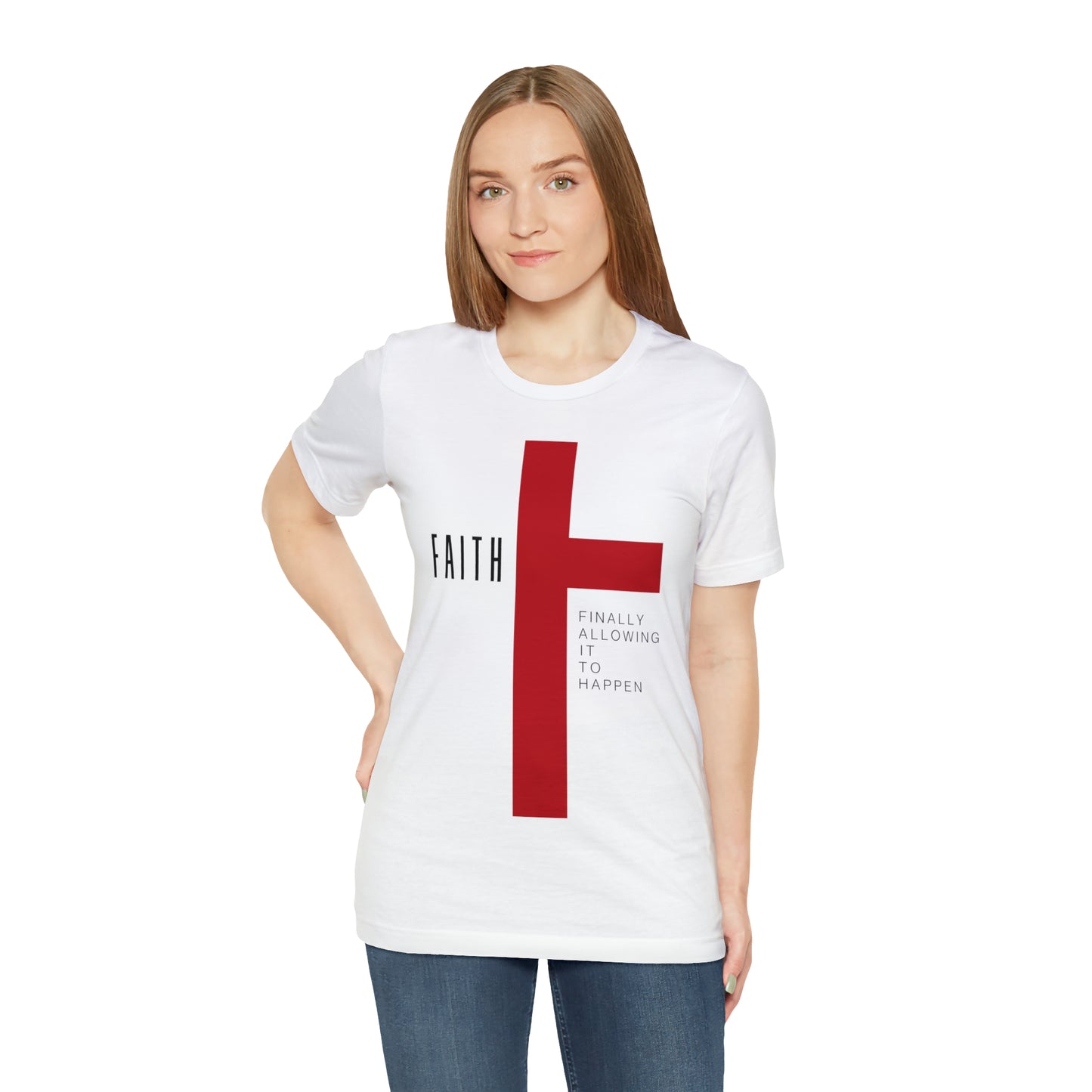 Finally Allowing It to Happen Cross Short Sleeve Tee - Black Text/Red Cross