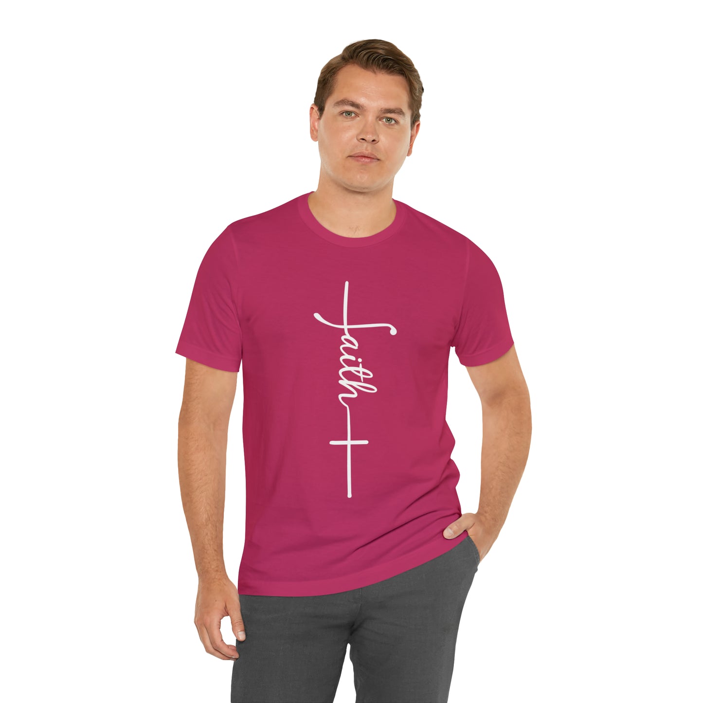 Cursive Faith with Cross Tee - White Font