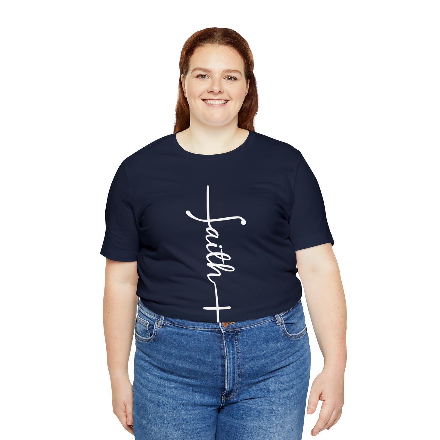 Cursive Faith with Cross Tee - White Font