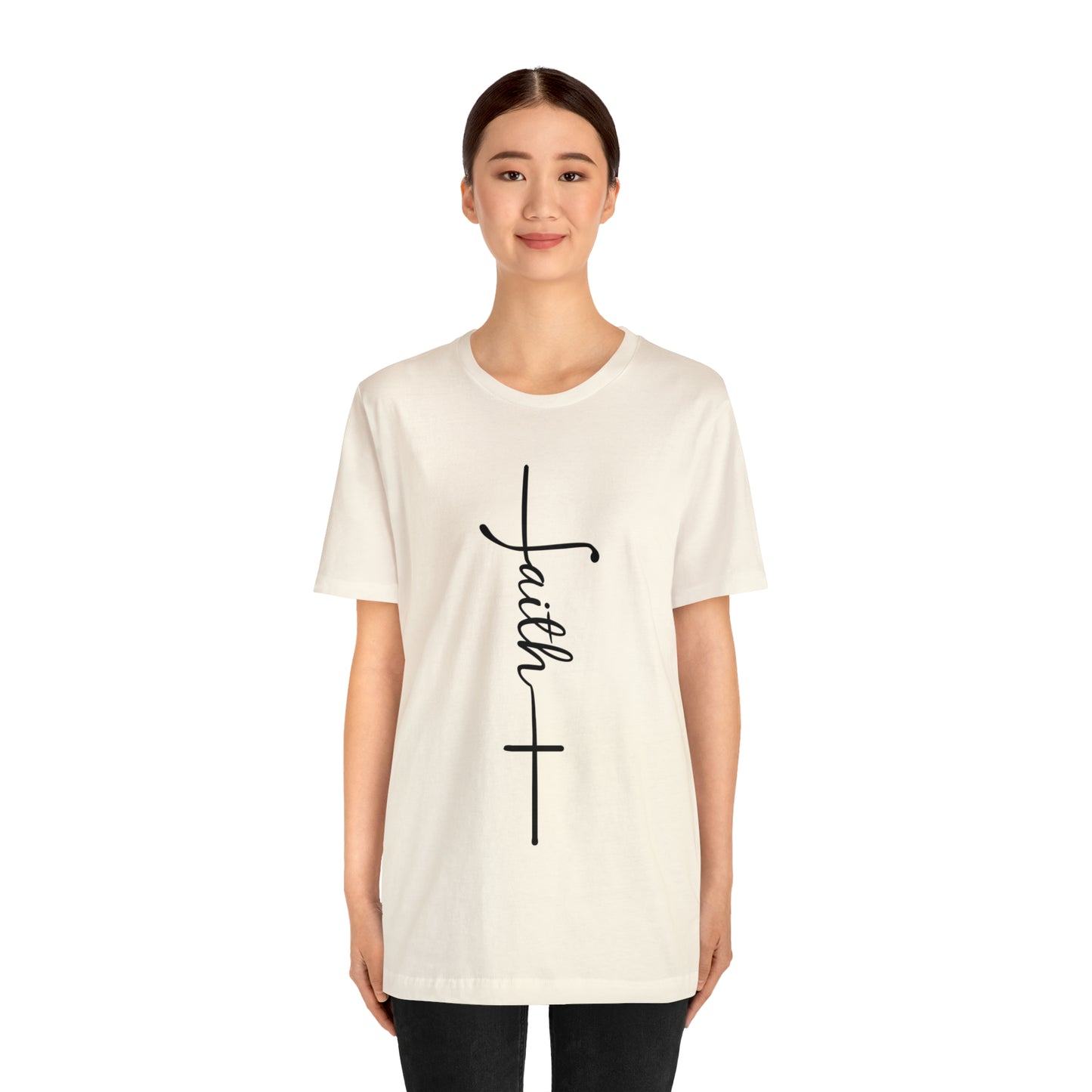 Cursive Faith with Cross Tee - Black Font
