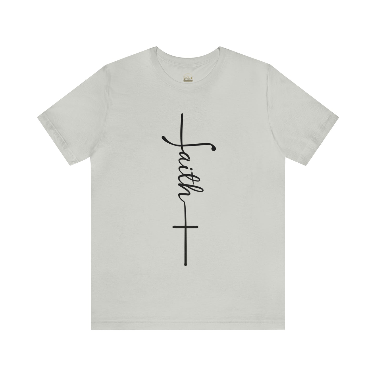 Cursive Faith with Cross Tee - Black Font