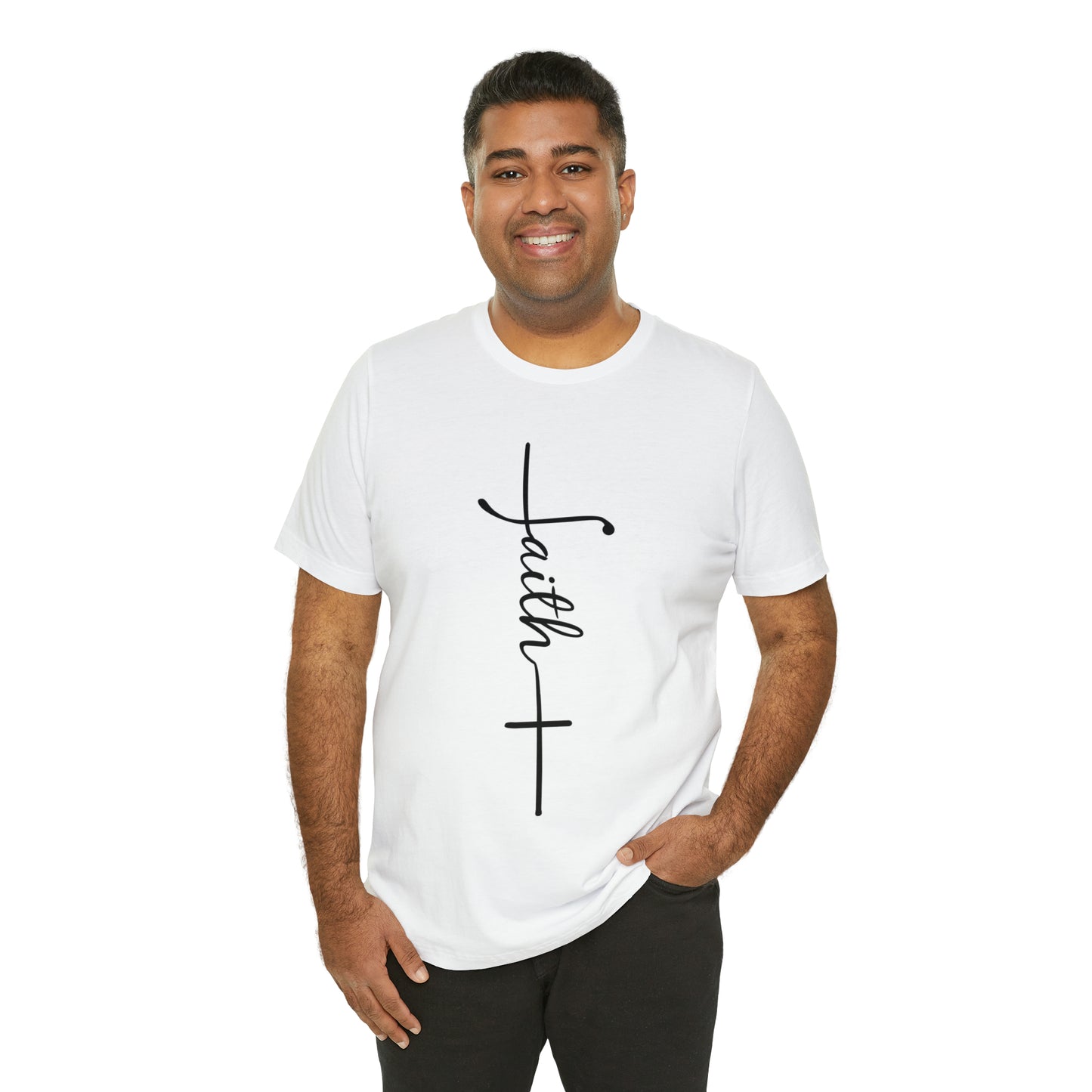Cursive Faith with Cross Tee - Black Font
