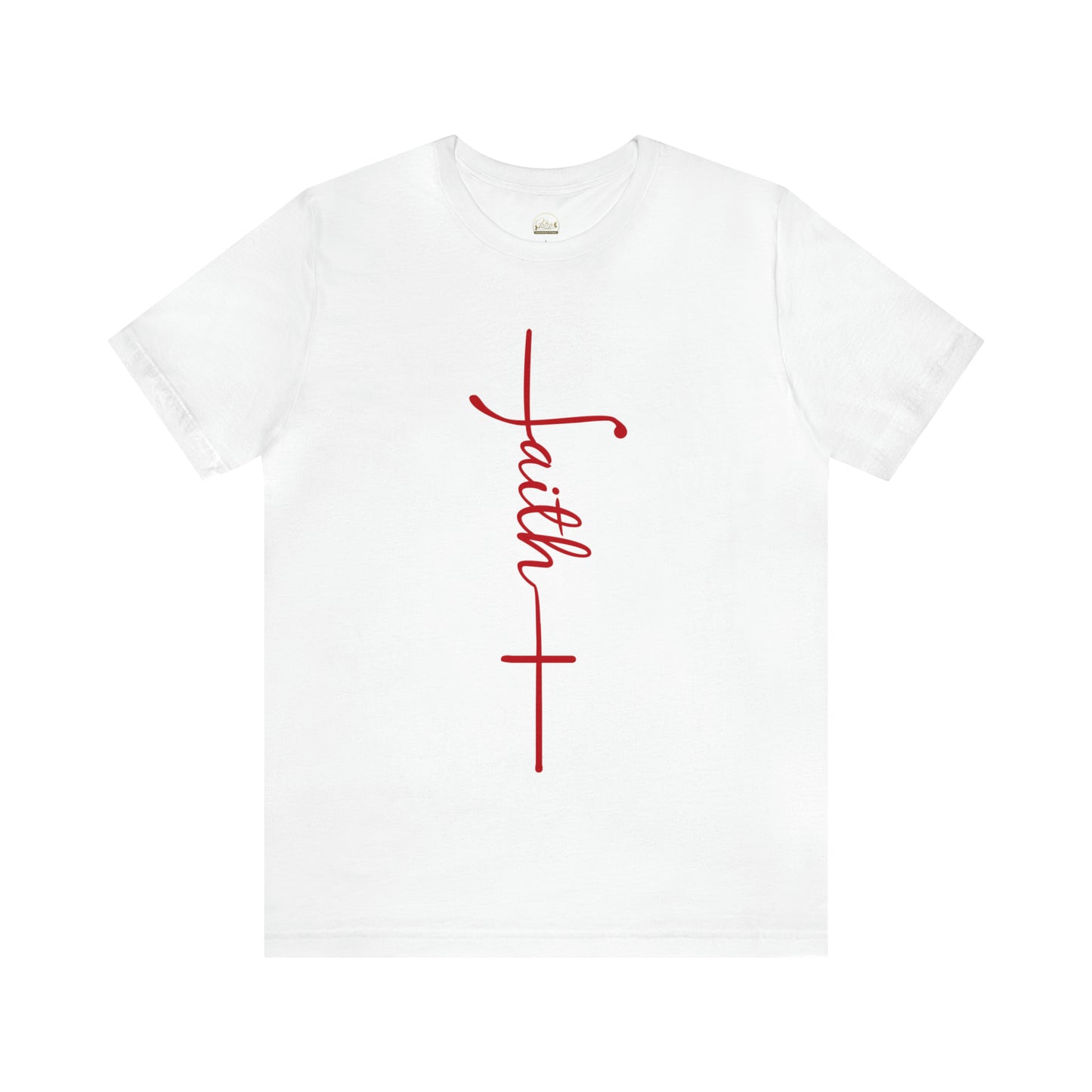 Cursive Faith with Cross Tee - Red Font