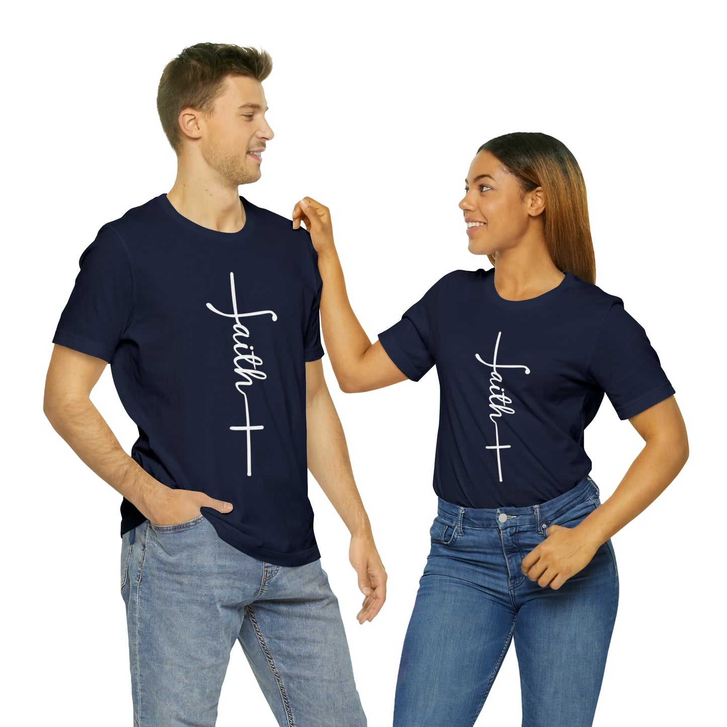 Cursive Faith with Cross Tee - White Font