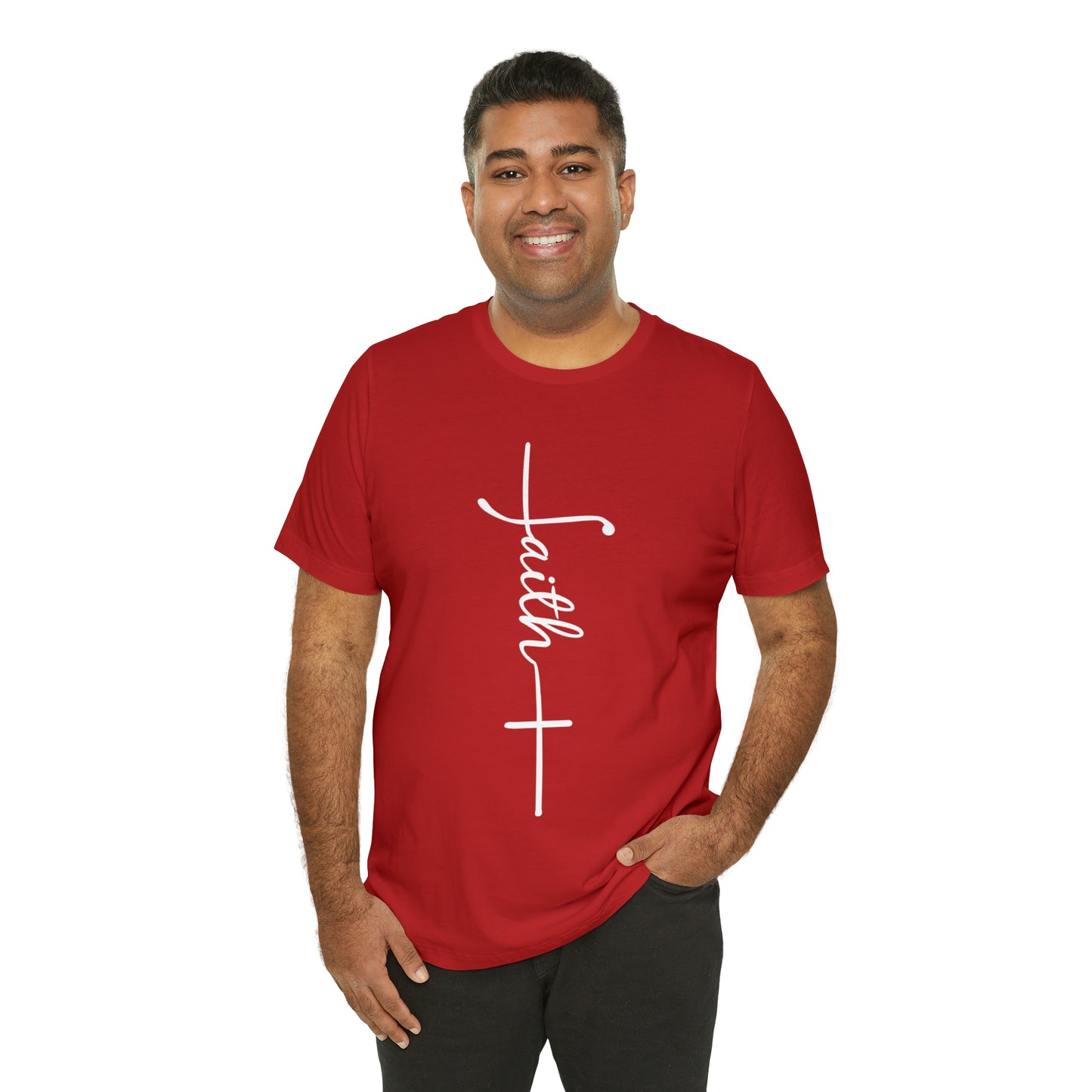 Cursive Faith with Cross Tee - White Font