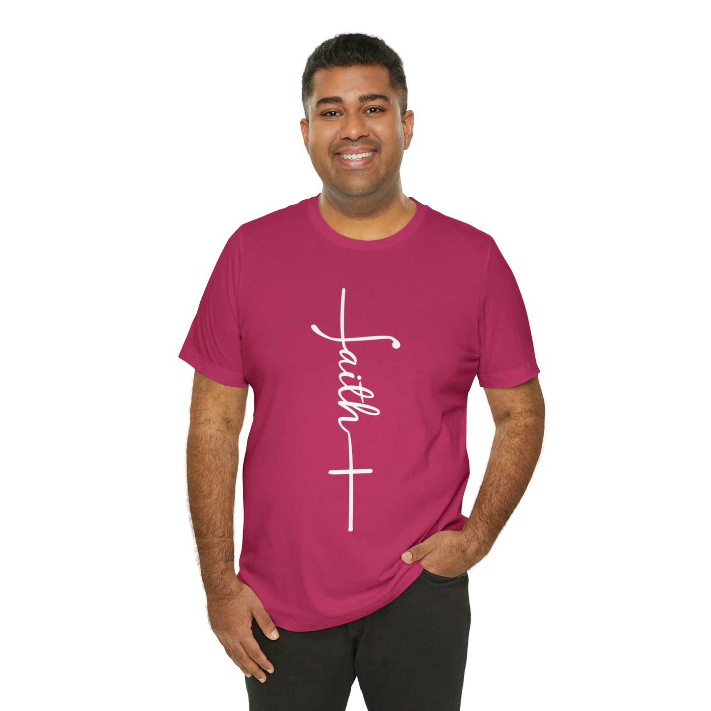 Cursive Faith with Cross Tee - White Font