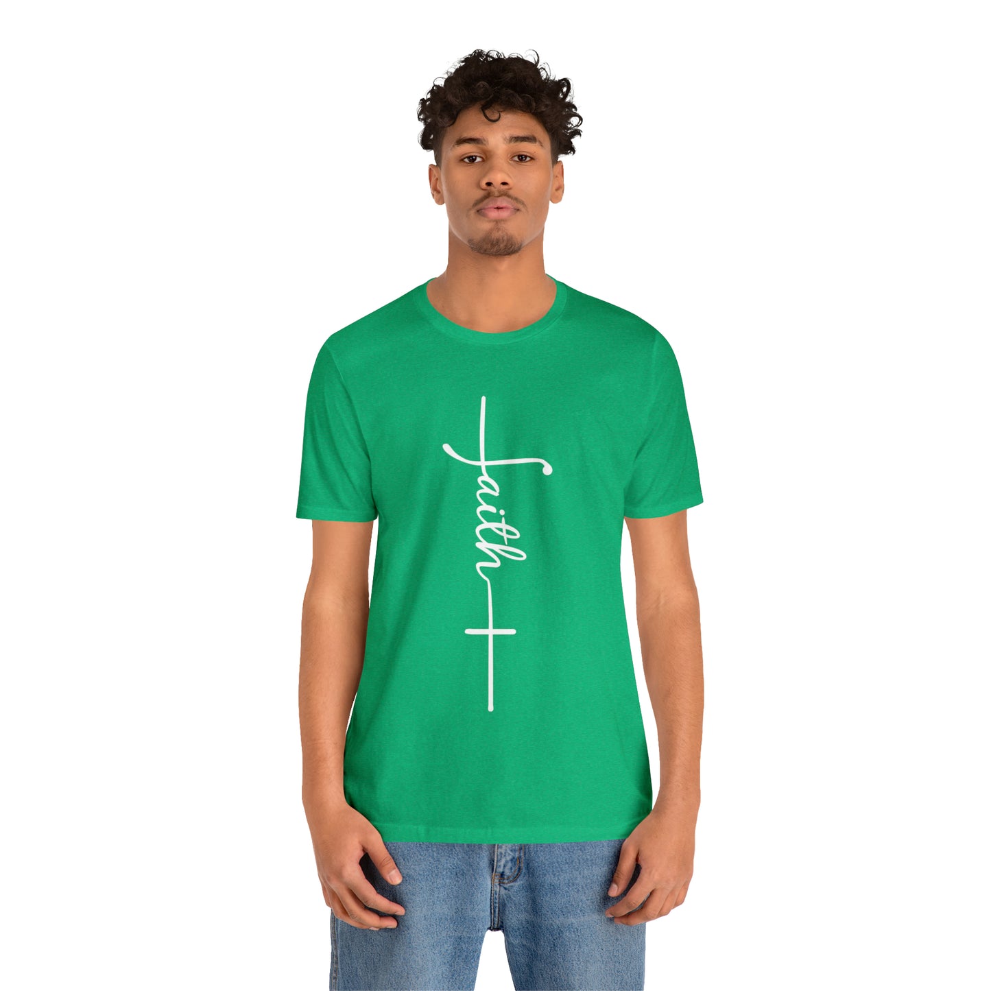 Cursive Faith with Cross Tee - White Font