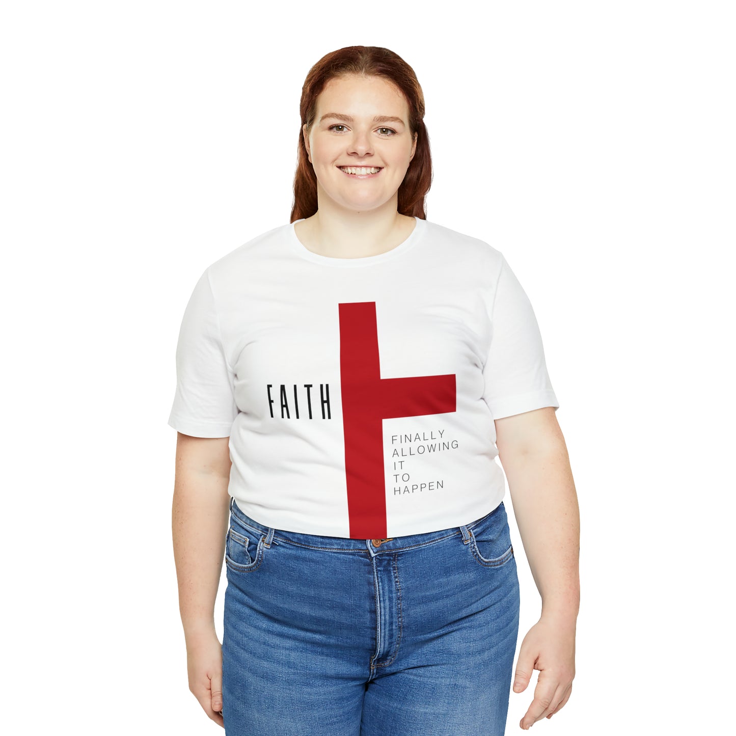 Finally Allowing It to Happen Cross Short Sleeve Tee - Black Text/Red Cross