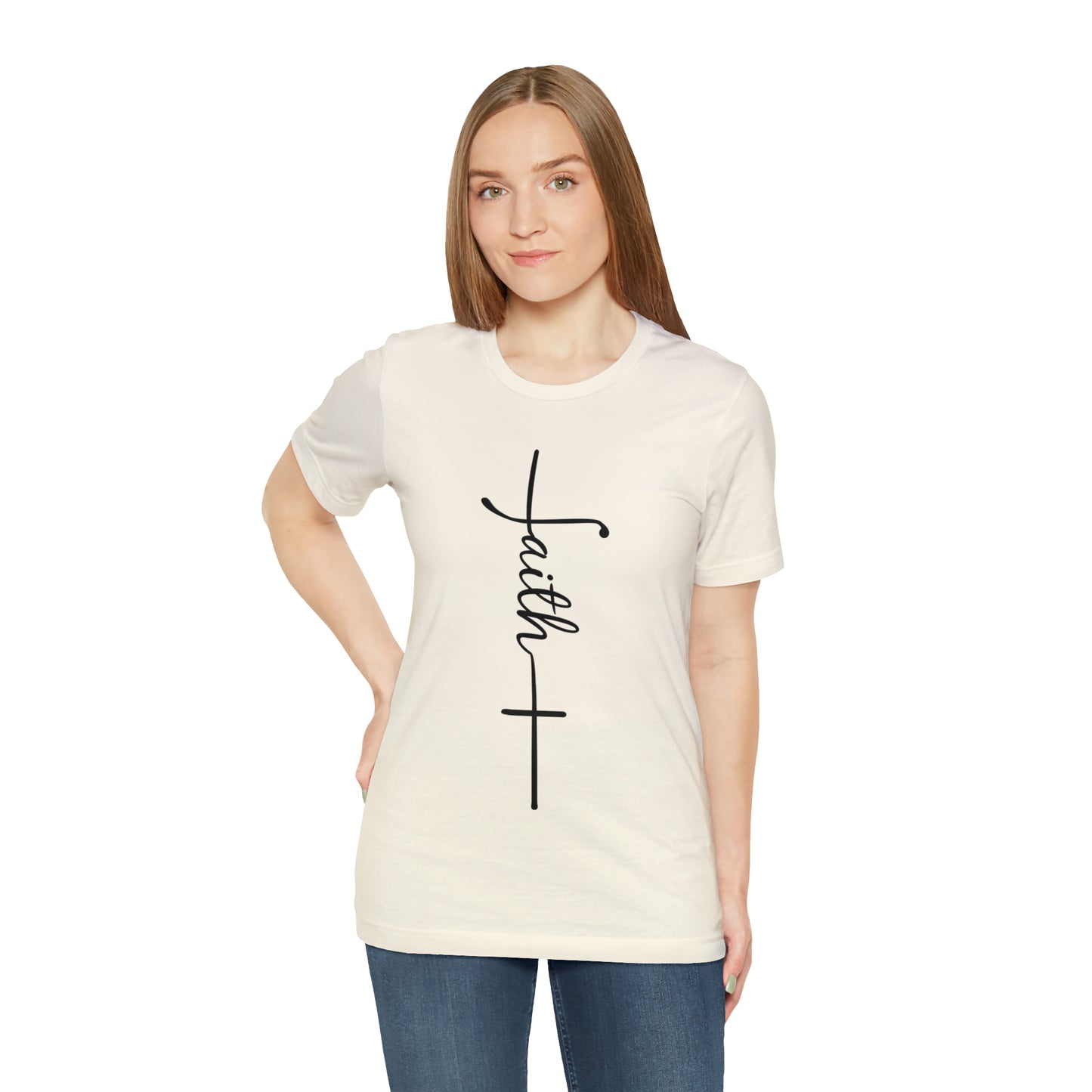 Cursive Faith with Cross Tee - Black Font