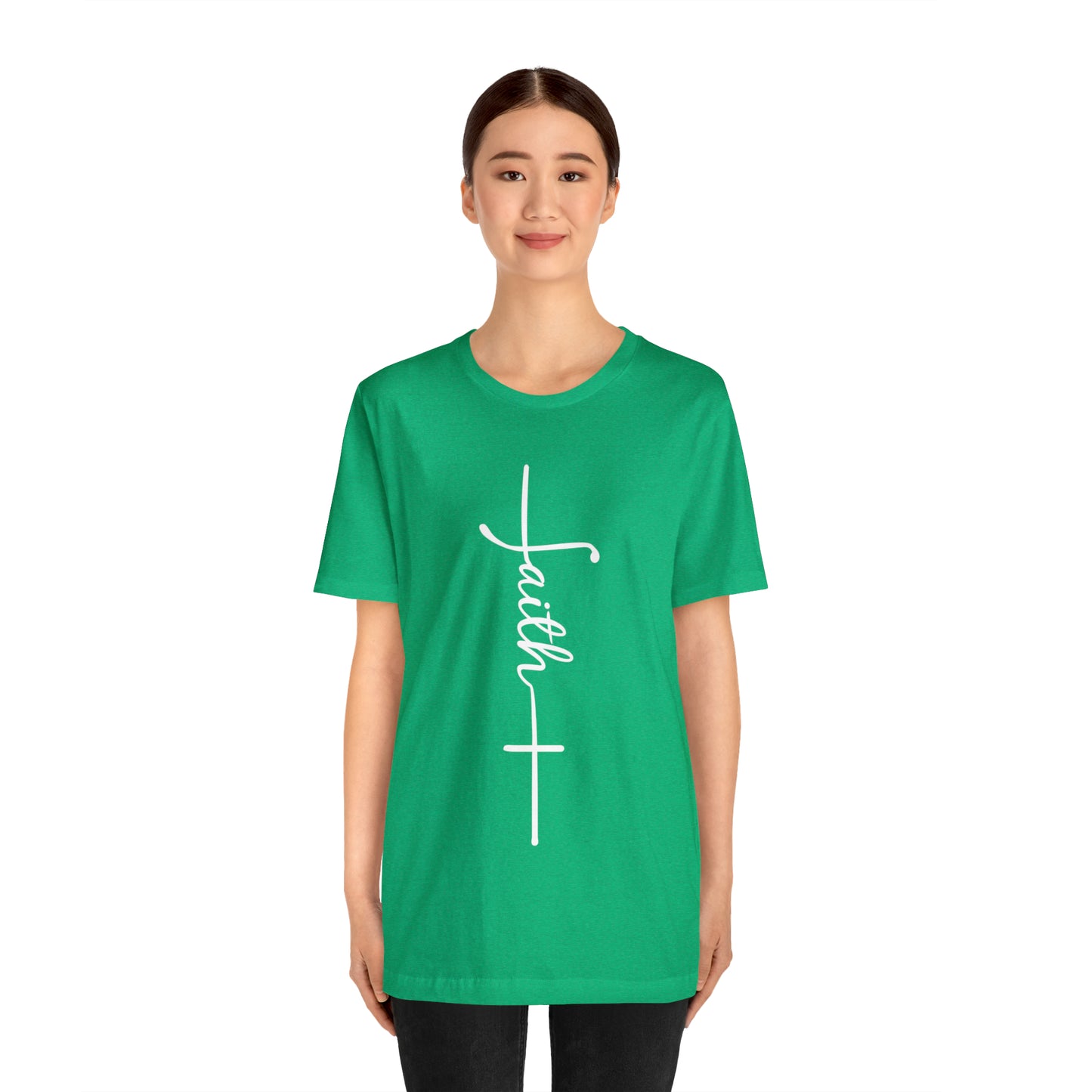 Cursive Faith with Cross Tee - White Font