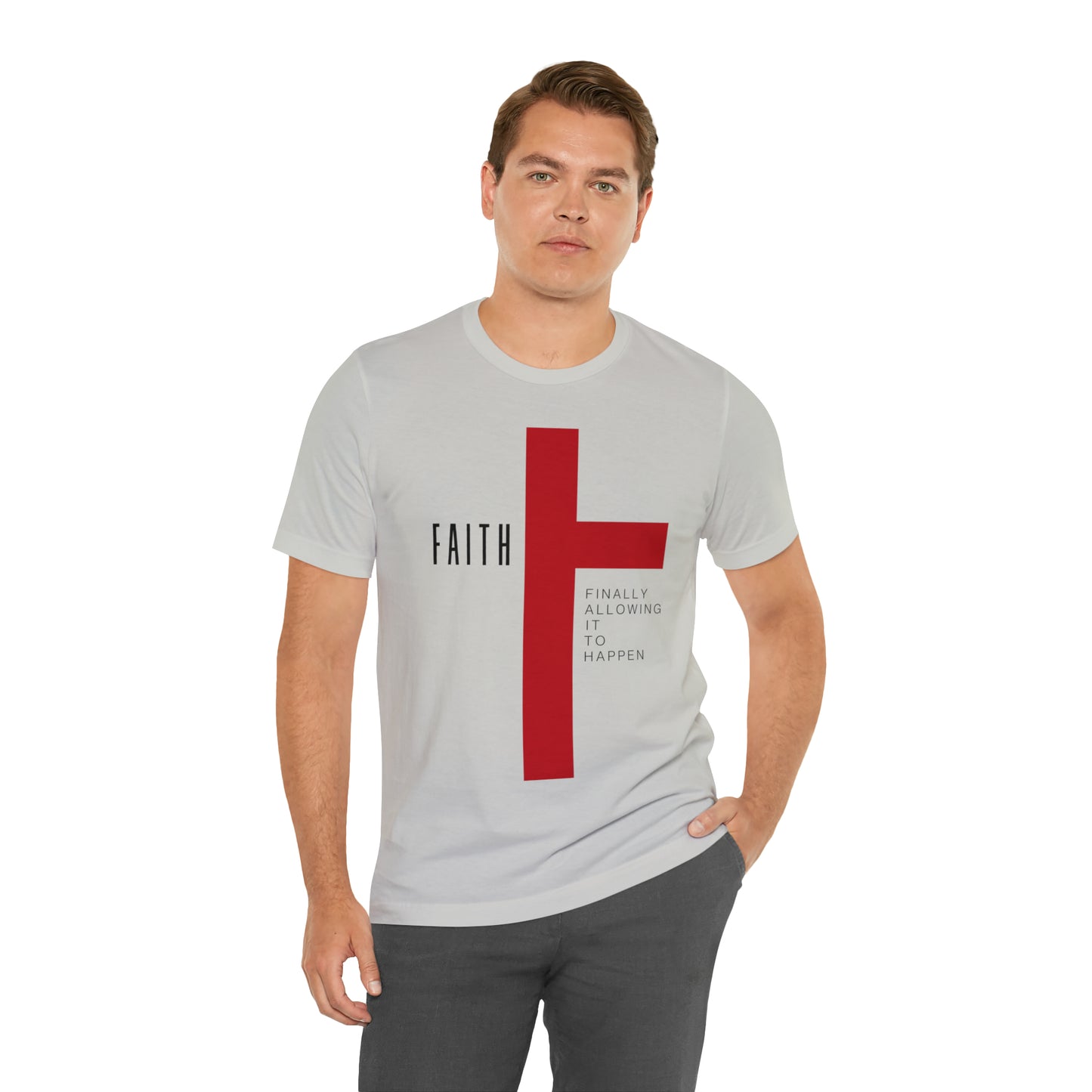 Finally Allowing It to Happen Cross Short Sleeve Tee - Black Text/Red Cross