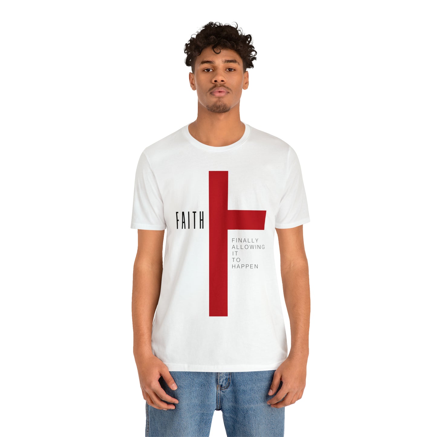 Finally Allowing It to Happen Cross Short Sleeve Tee - Black Text/Red Cross