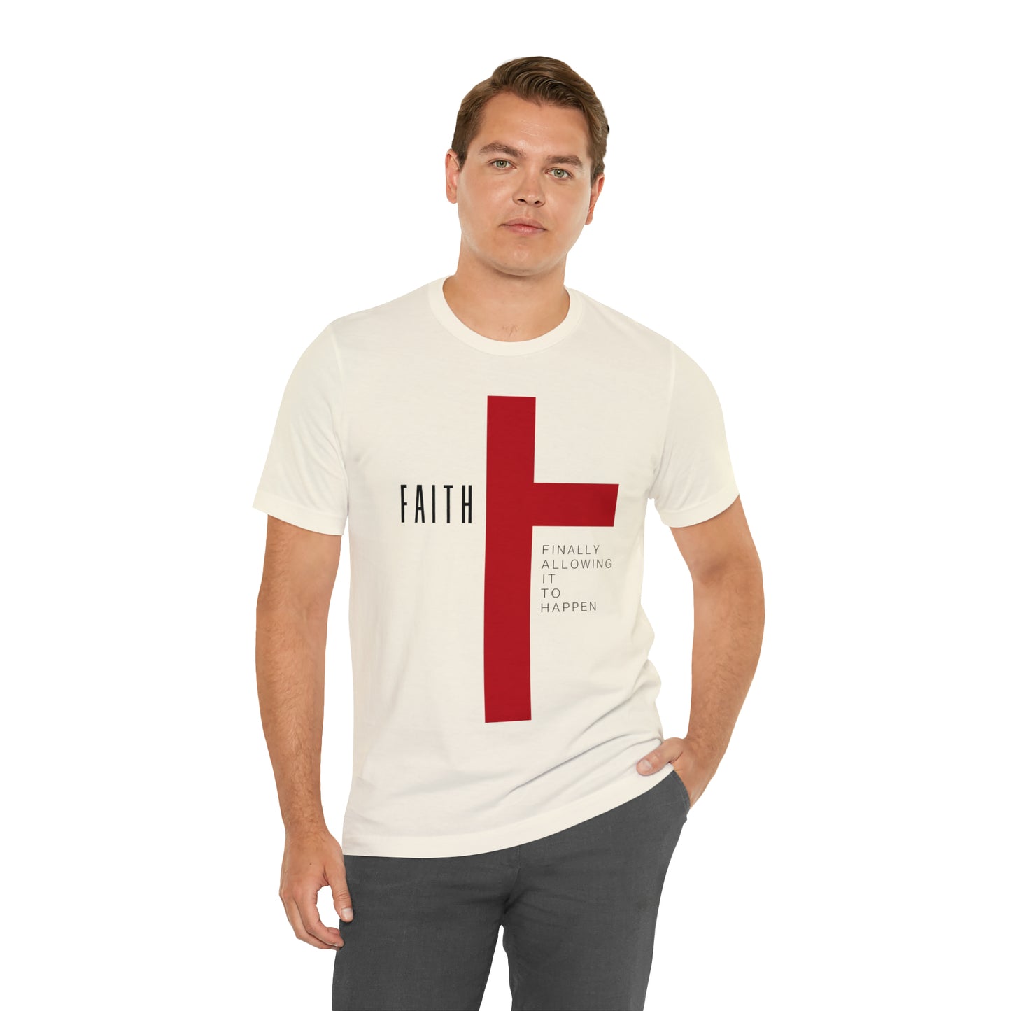 Finally Allowing It to Happen Cross Short Sleeve Tee - Black Text/Red Cross