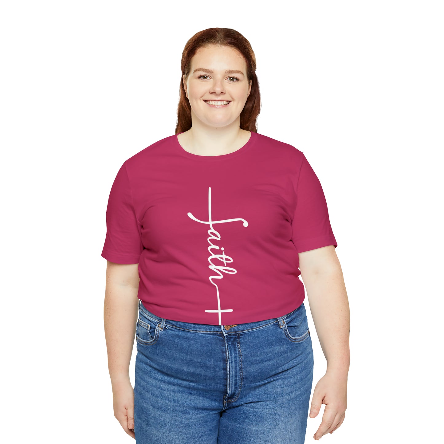 Cursive Faith with Cross Tee - White Font