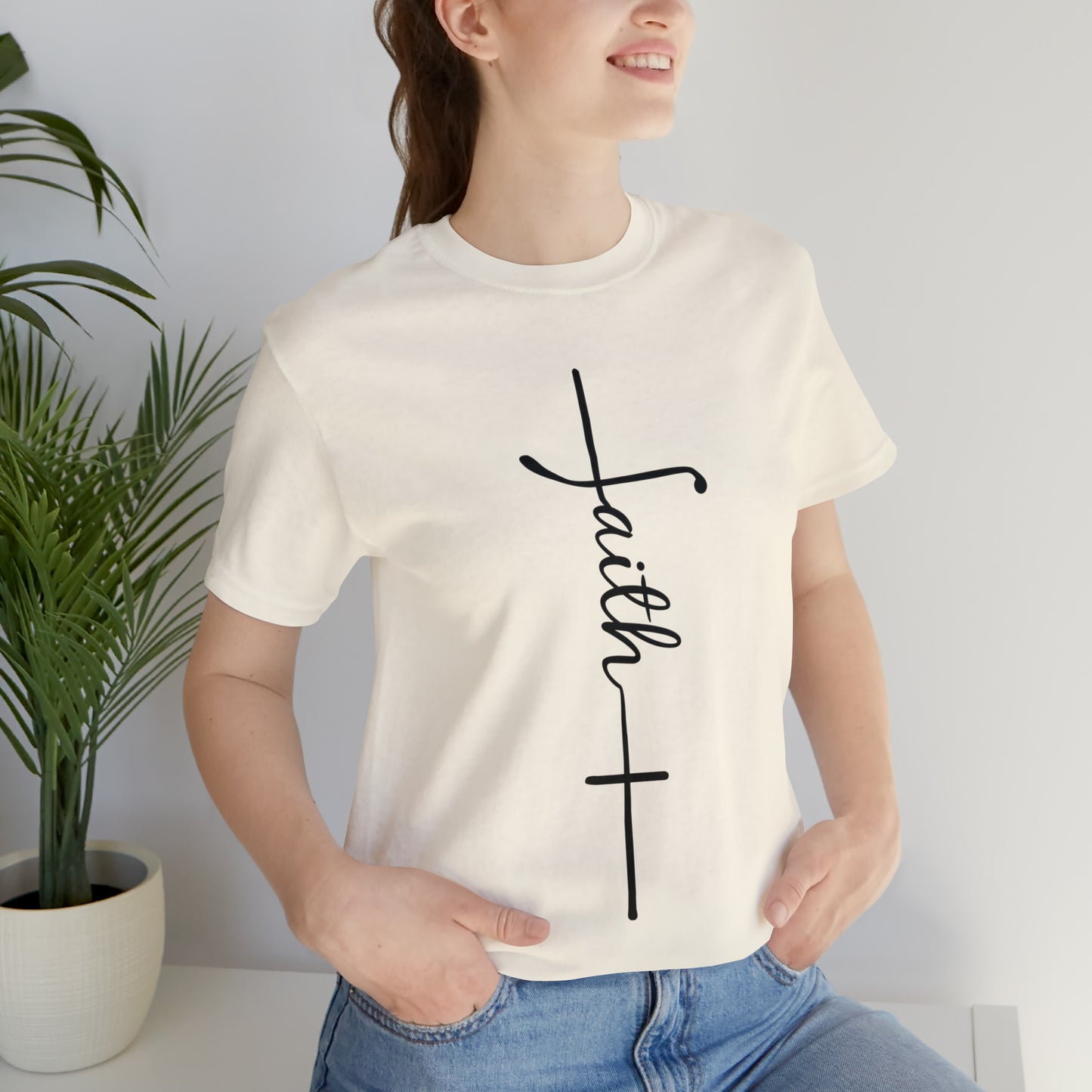Cursive Faith with Cross Tee - Black Font
