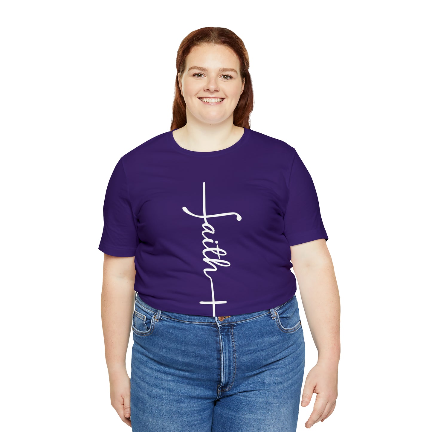 Cursive Faith with Cross Tee - White Font
