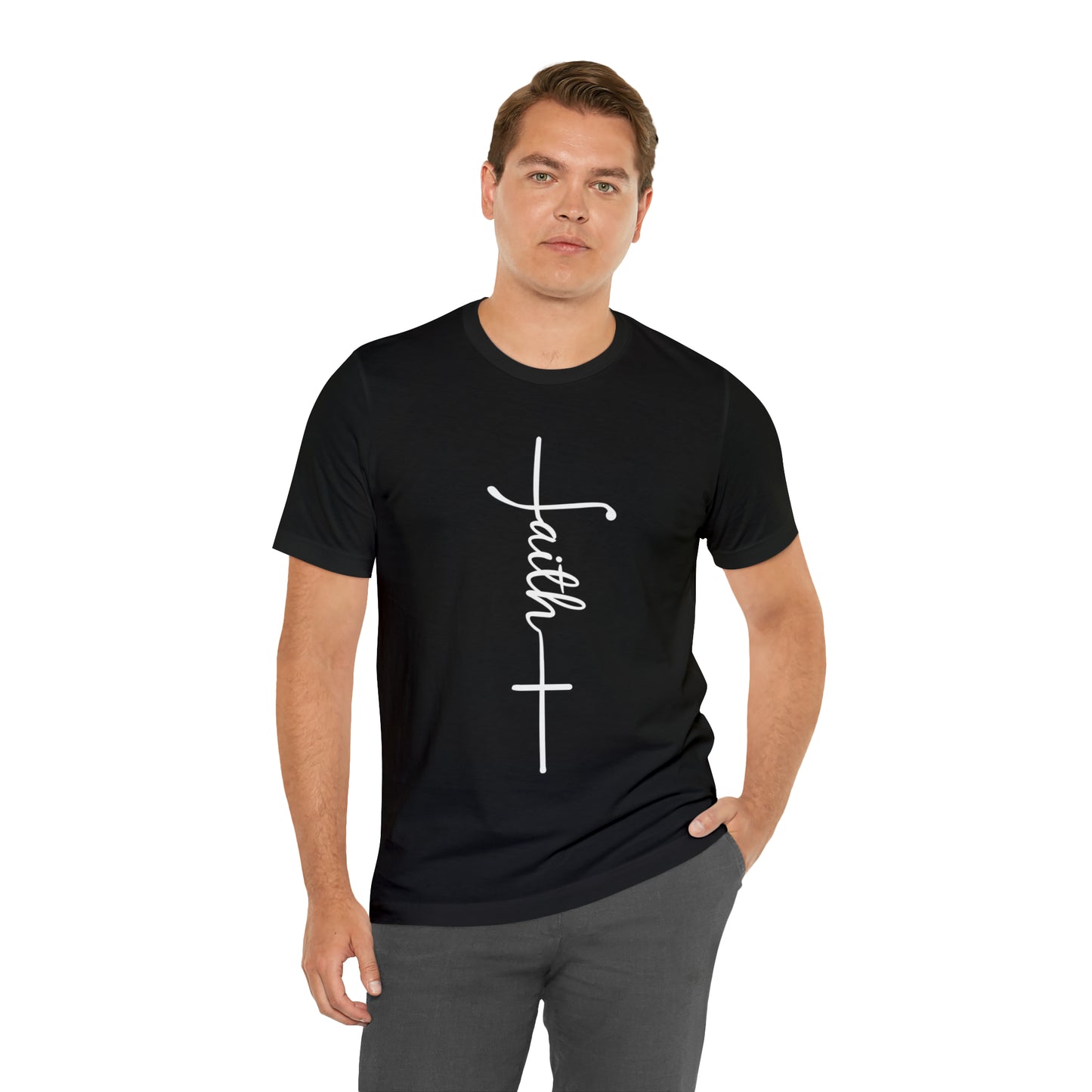 Cursive Faith with Cross Tee - White Font