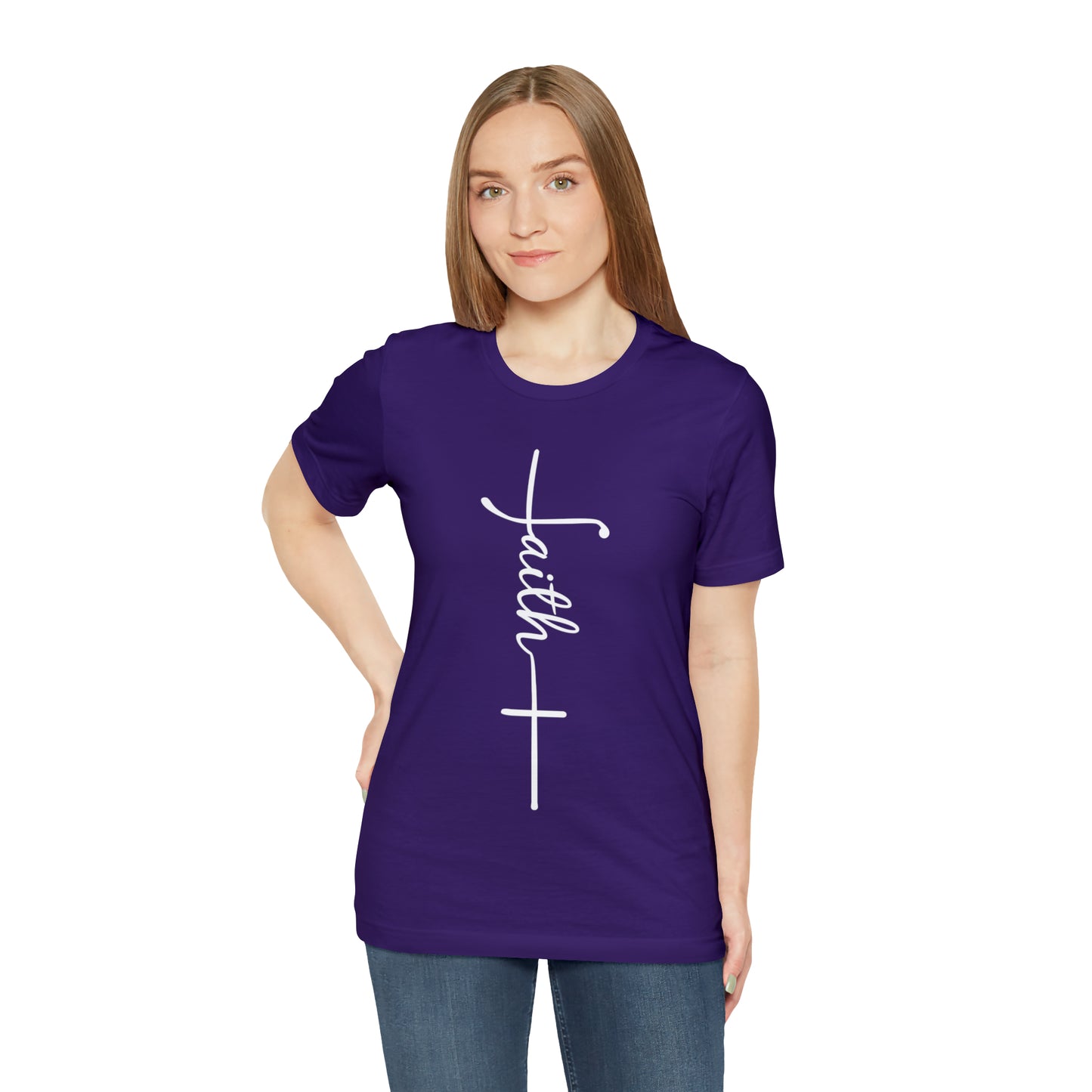 Cursive Faith with Cross Tee - White Font