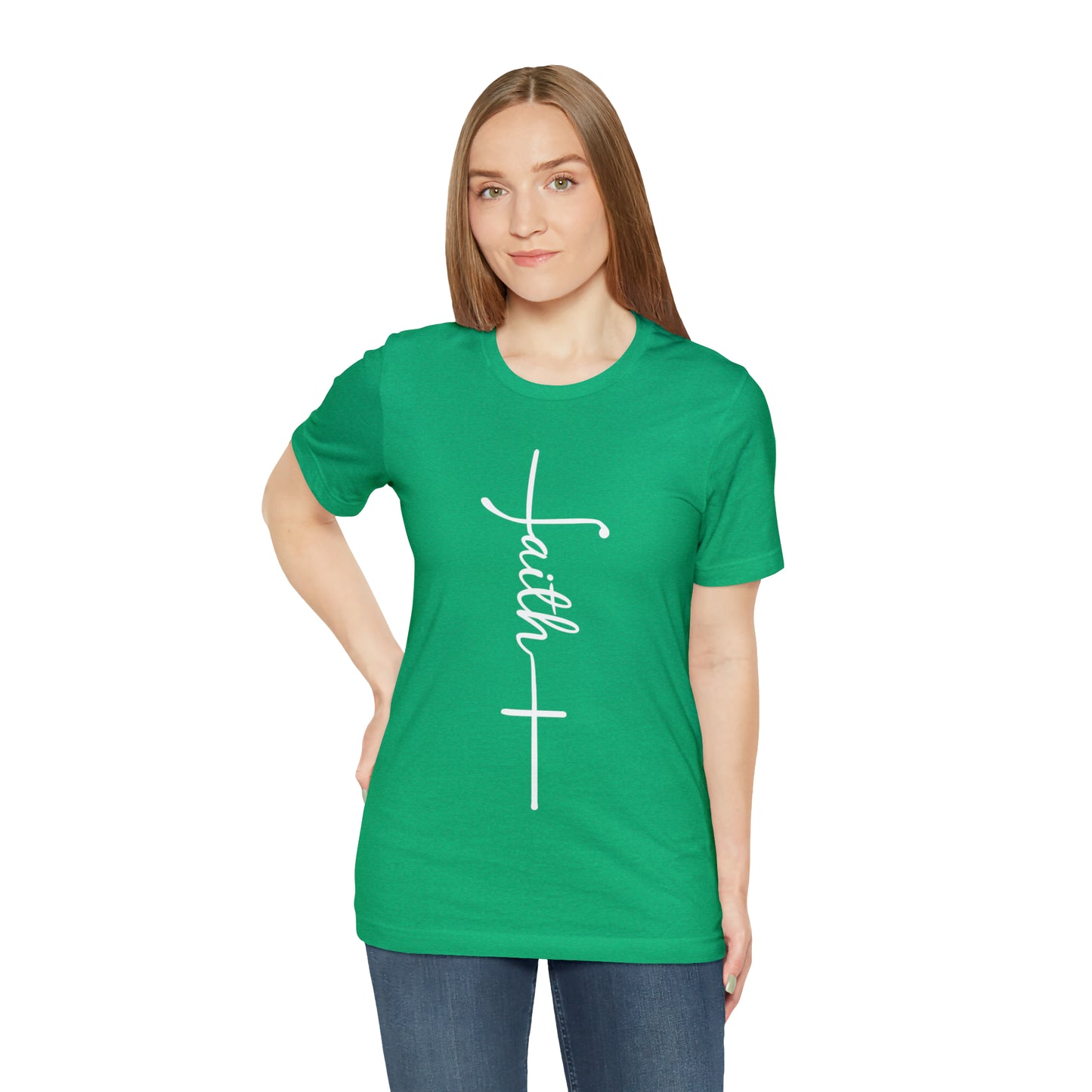 Cursive Faith with Cross Tee - White Font