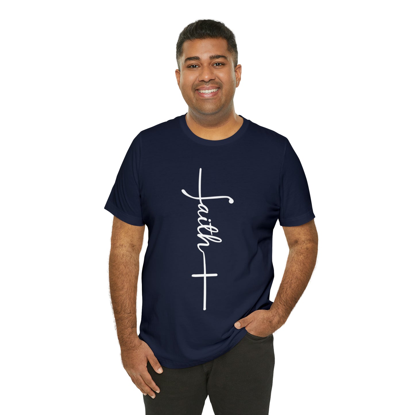Cursive Faith with Cross Tee - White Font