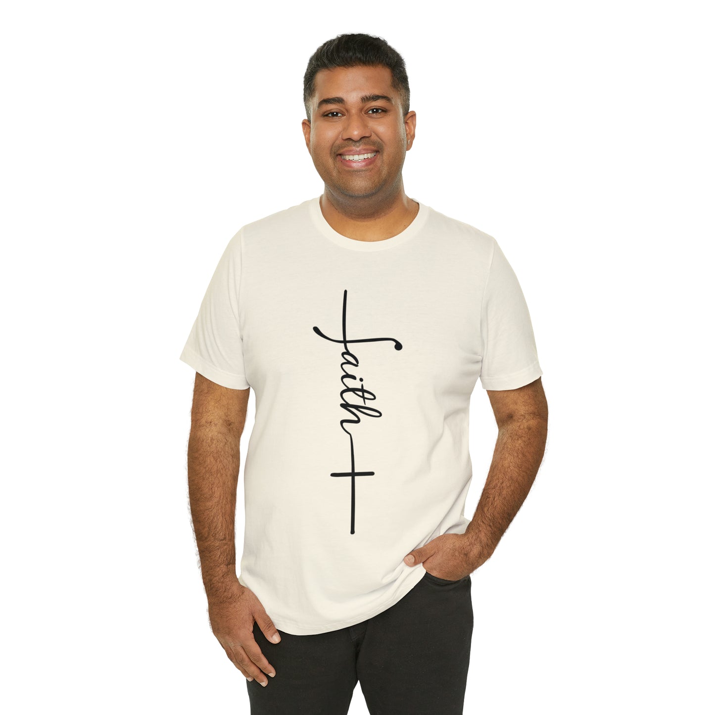 Cursive Faith with Cross Tee - Black Font