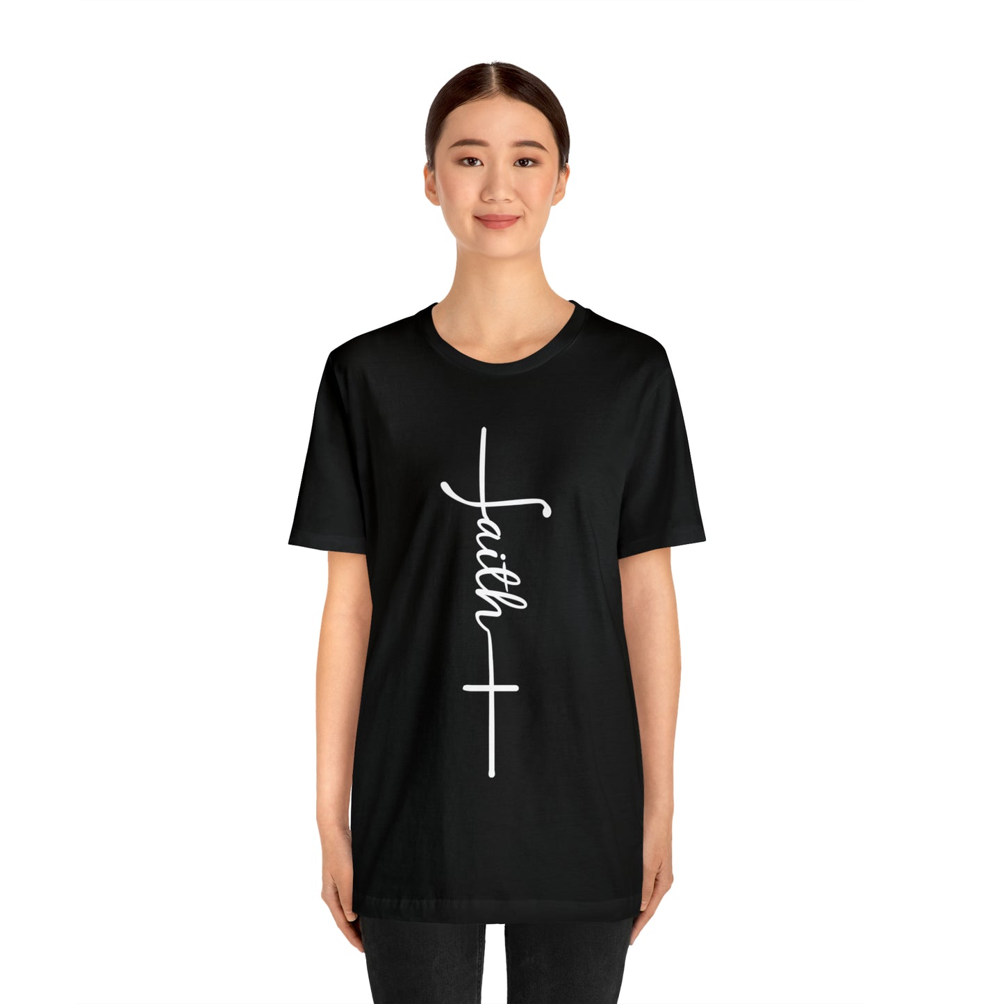 Cursive Faith with Cross Tee - White Font