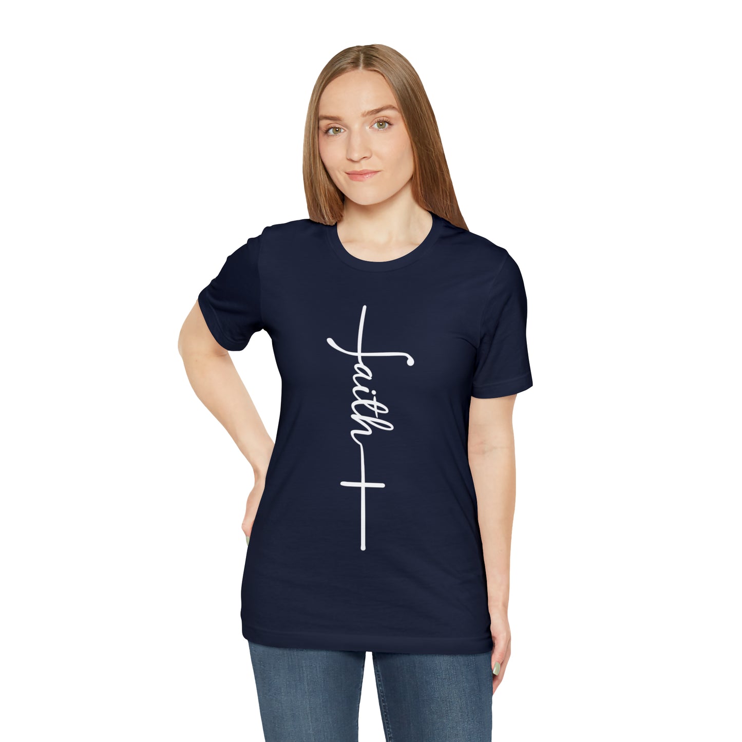 Cursive Faith with Cross Tee - White Font