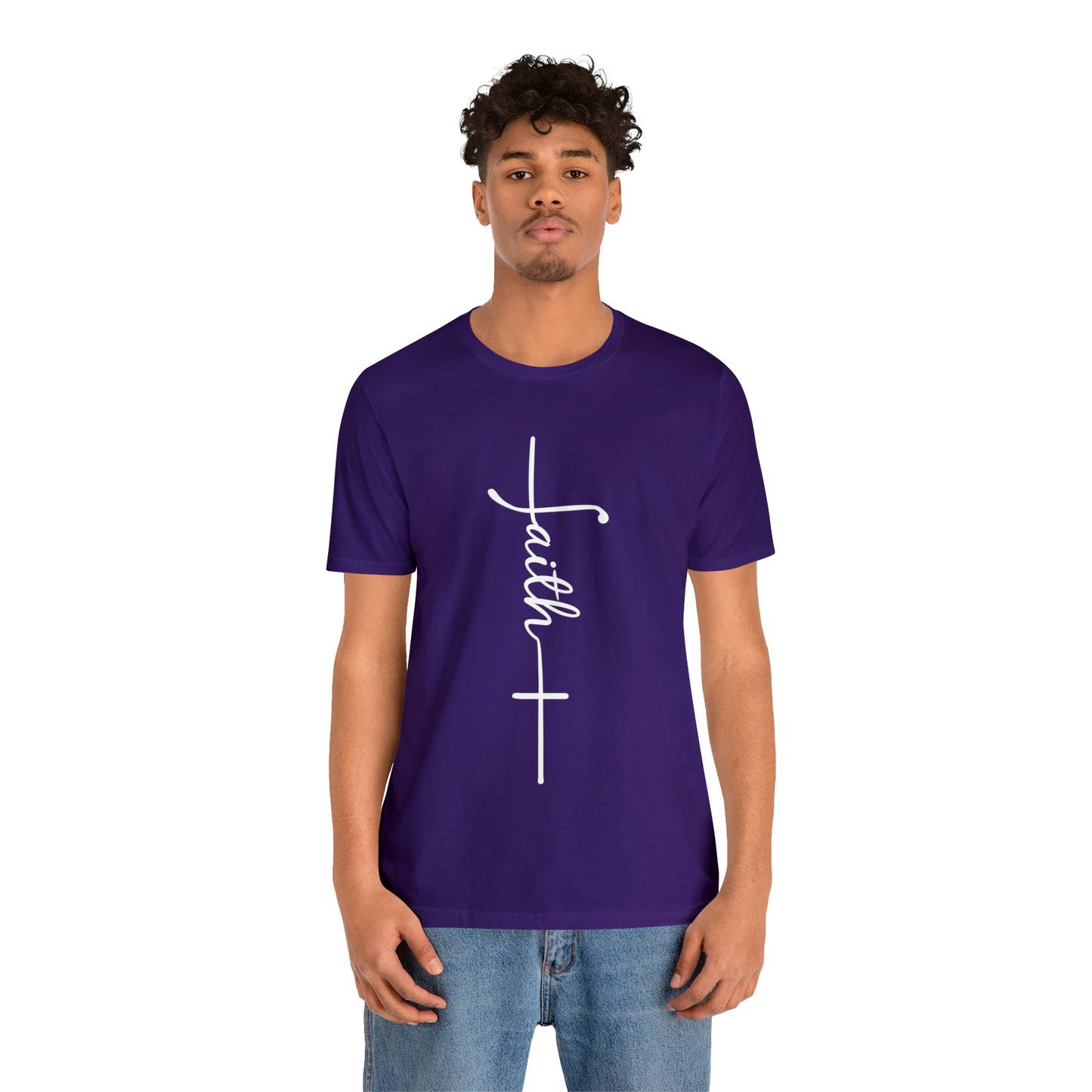 Cursive Faith with Cross Tee - White Font