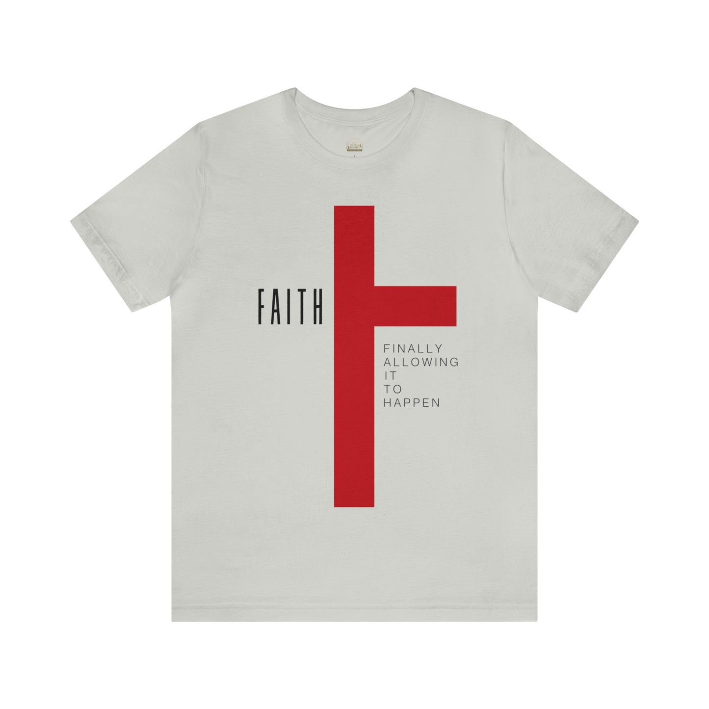 Finally Allowing It to Happen Cross Short Sleeve Tee - Black Text/Red Cross