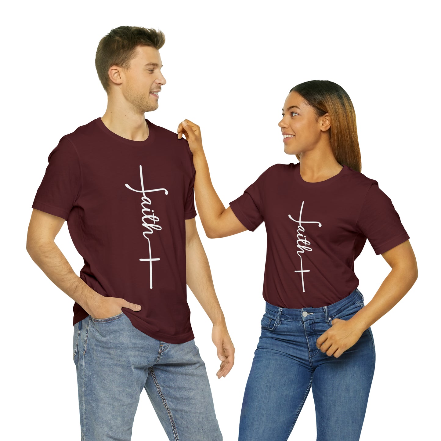Cursive Faith with Cross Tee - White Font
