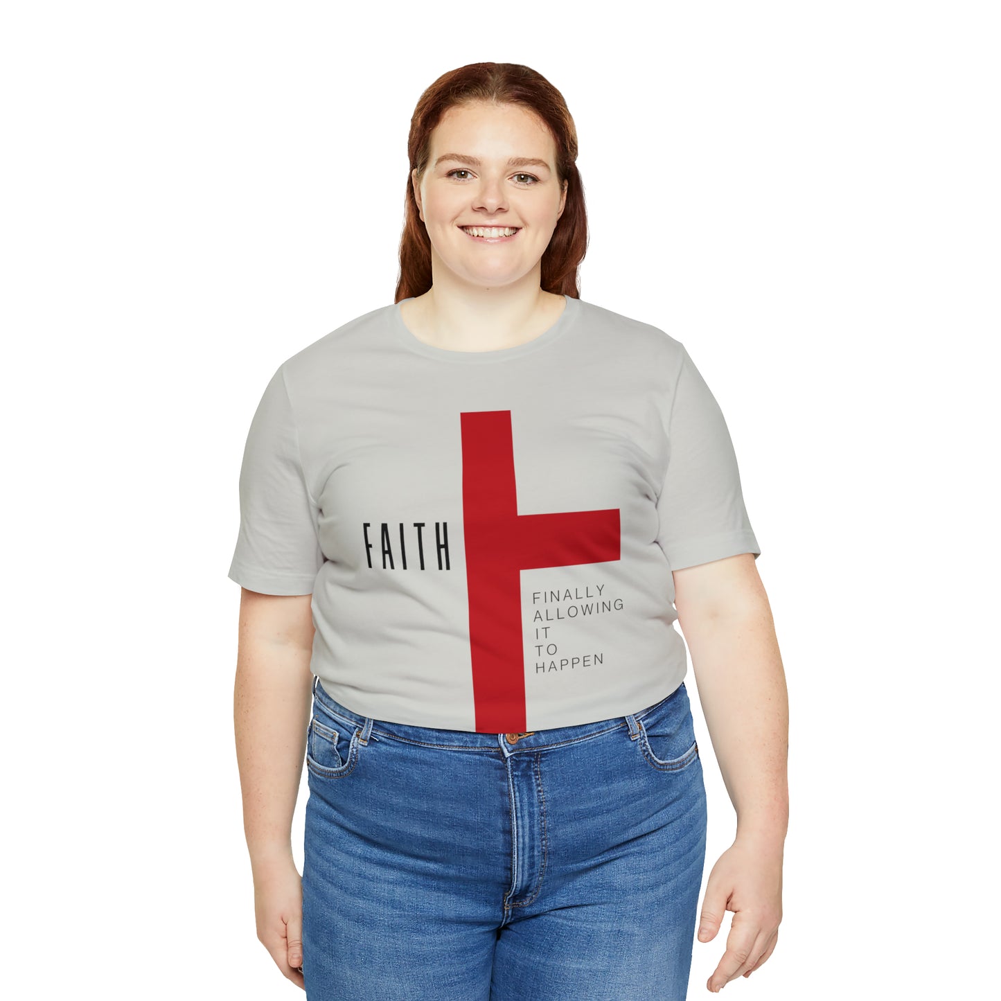 Finally Allowing It to Happen Cross Short Sleeve Tee - Black Text/Red Cross