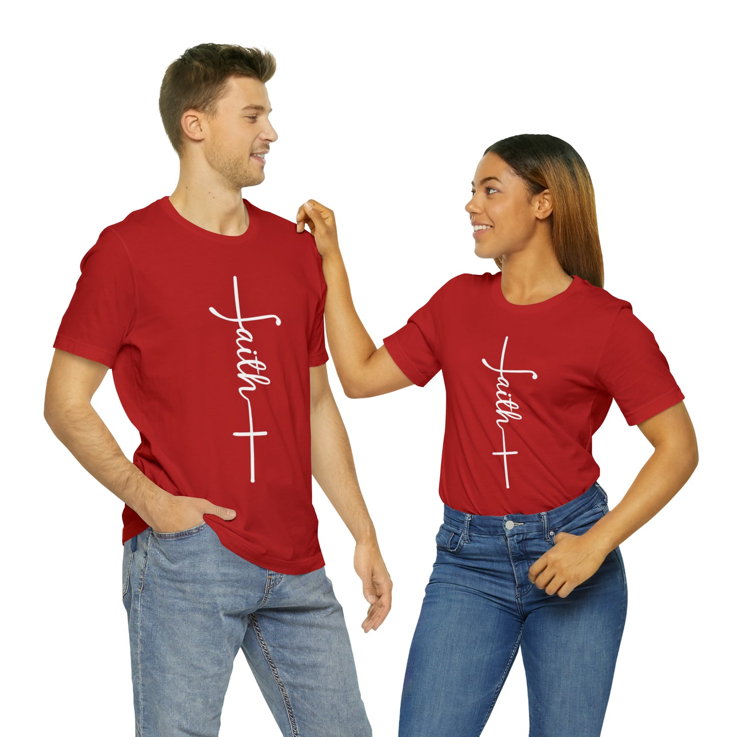 Cursive Faith with Cross Tee - White Font