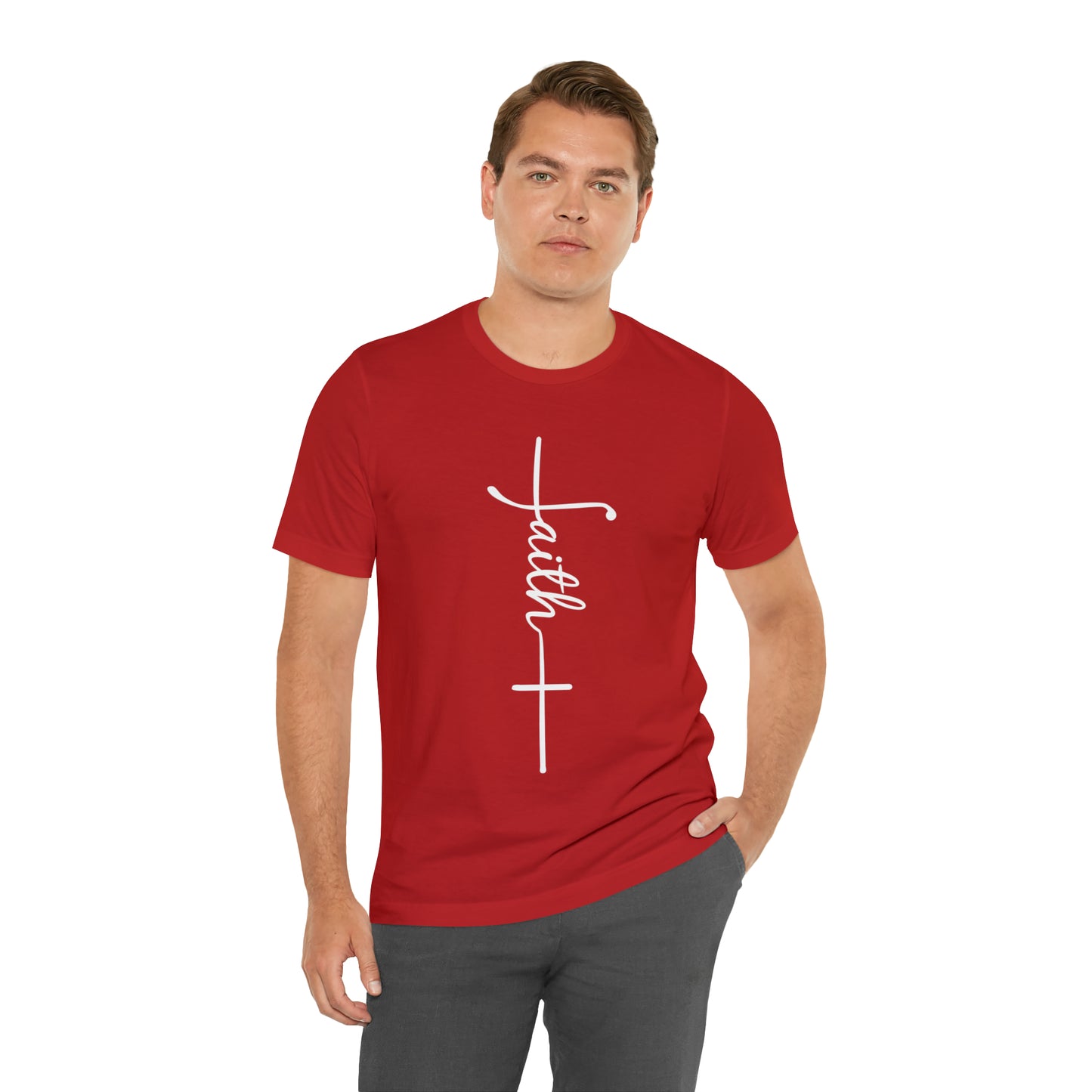 Cursive Faith with Cross Tee - White Font
