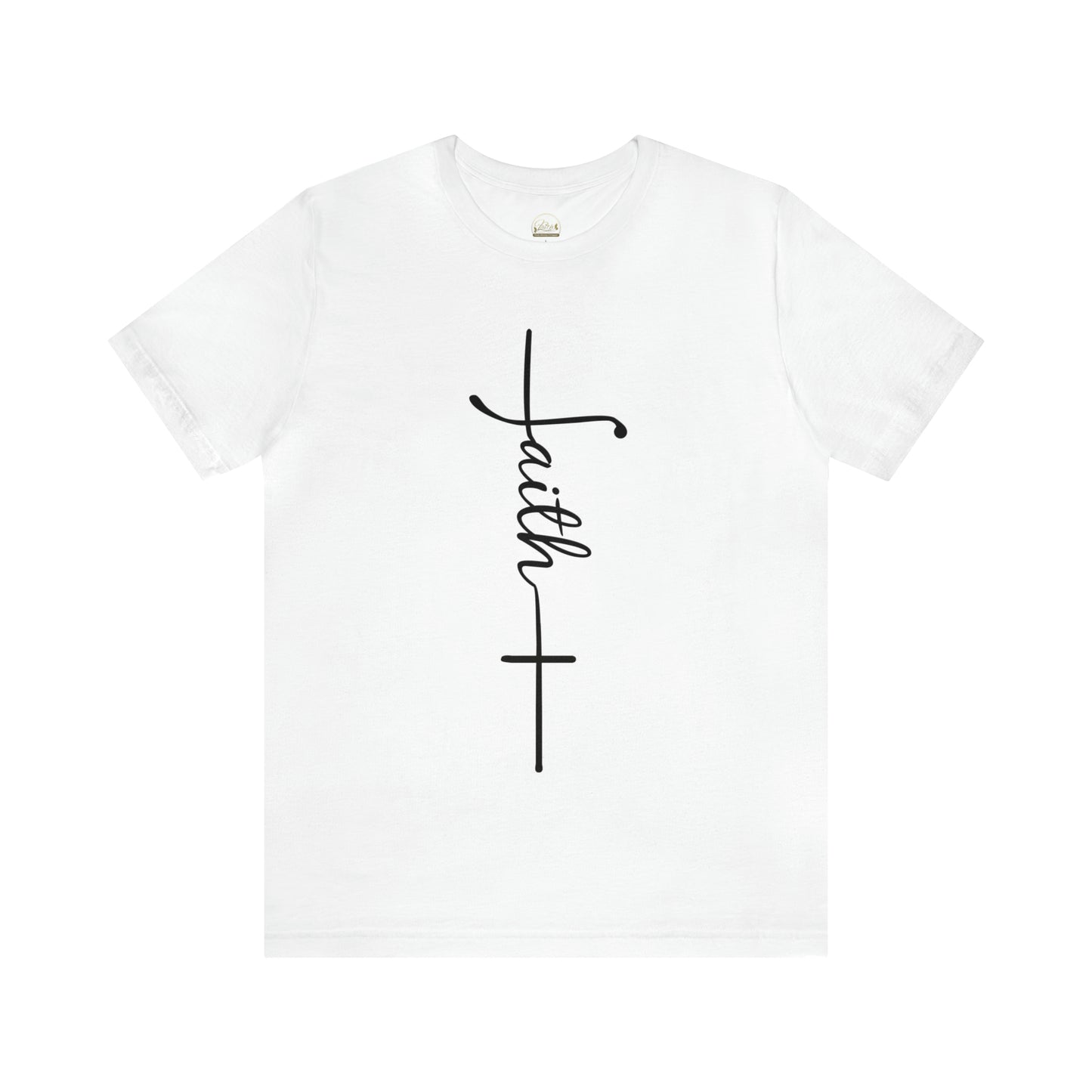 Cursive Faith with Cross Tee - Black Font