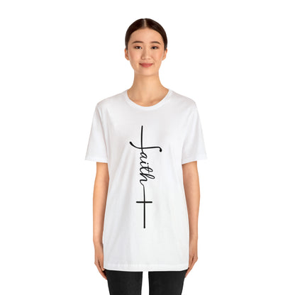 Cursive Faith with Cross Tee - Black Font
