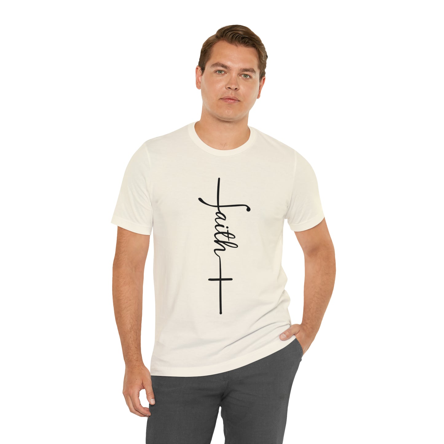 Cursive Faith with Cross Tee - Black Font