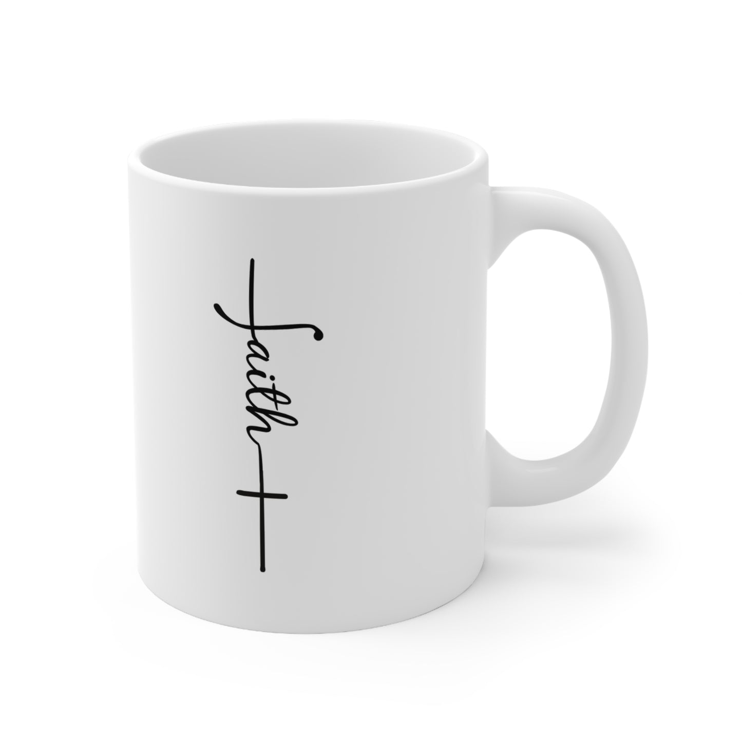 Cursive Faith with Cross Mug