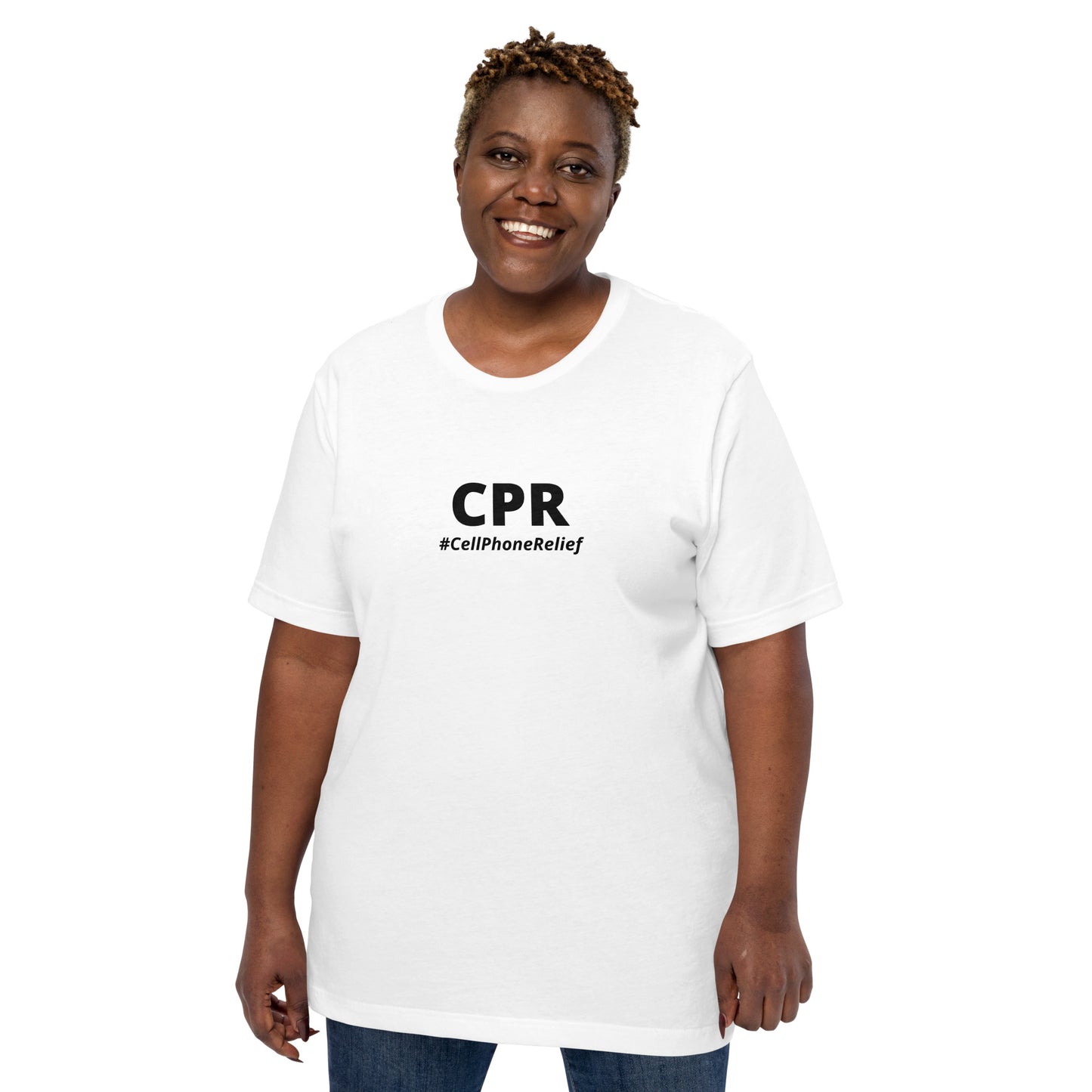 CPR (Cell Phone Relief) Unisex t-shirt - White