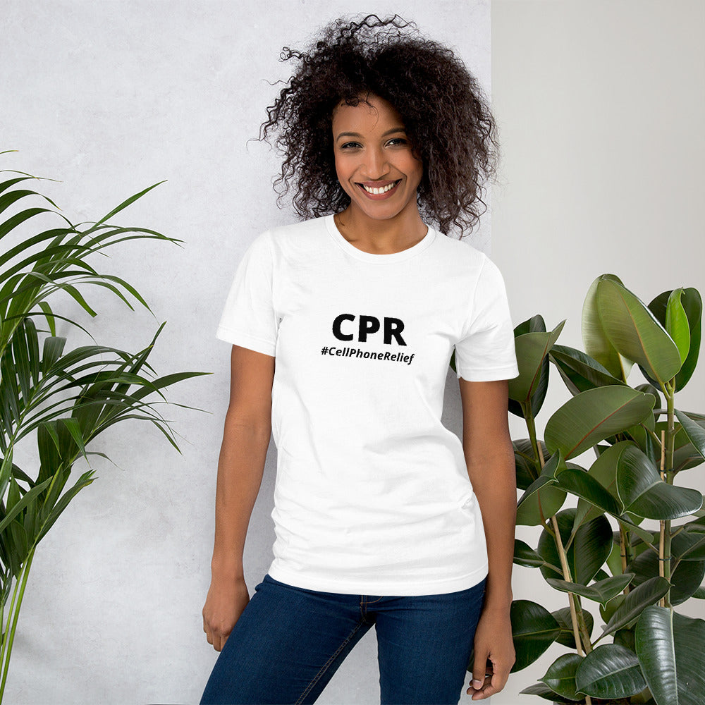 CPR (Cell Phone Relief) Unisex t-shirt - White